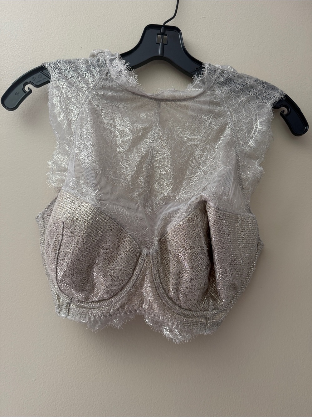 Victoria's Secret Shimmery Lace Balconette Bra Top in Light Champagne